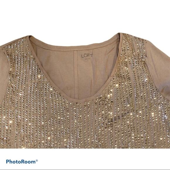 Loft blush sequins scoop neck tee - Picture 2 of 3